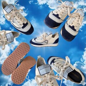 Zimmermann Women's Low Top Leather Navy and Cream Designer Sneakers NWT 7.5